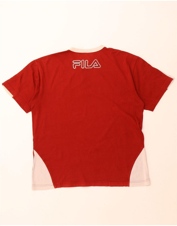 FILA Herre grafisk T-shirt Top Medium Rød Colourblock