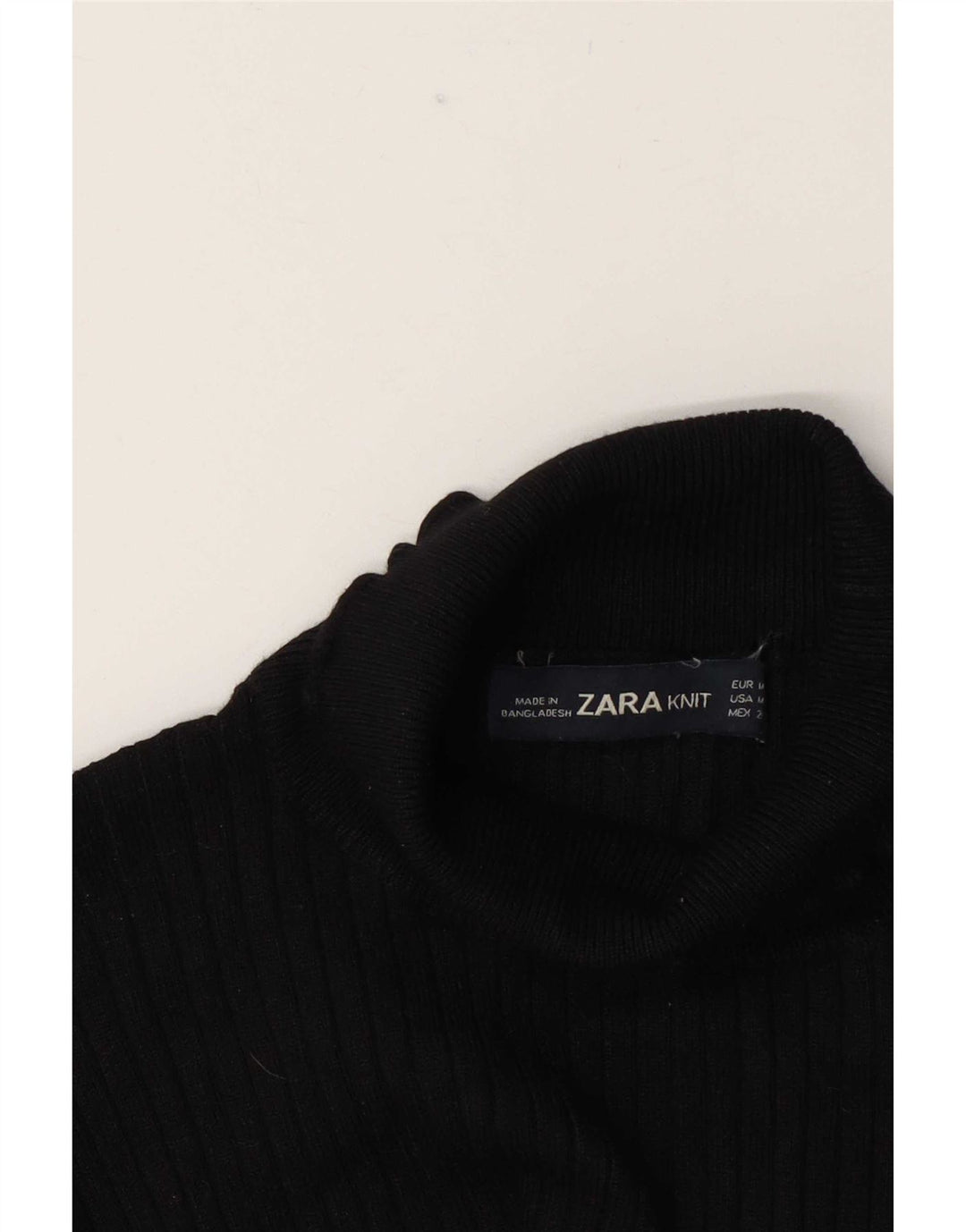 Zara Dame Roll Neck Bluse Top UK 12 Medium Black
