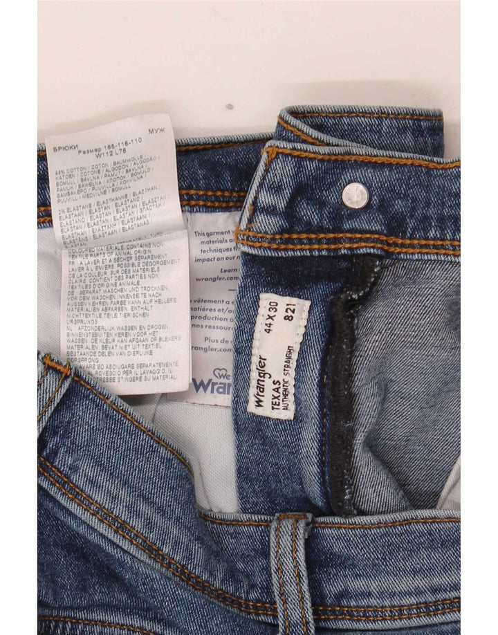 Wrangler Herre Texas Straight Jeans W44 L30 Blå Bomuld