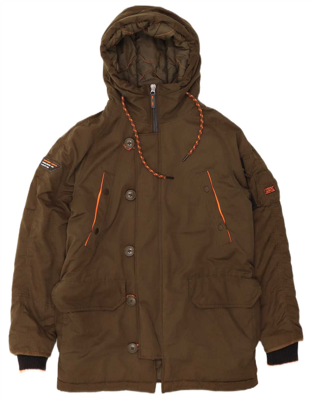 SUPERDRY Parkajakke med hætte til mænd UK 38 Medium Khaki Polyester