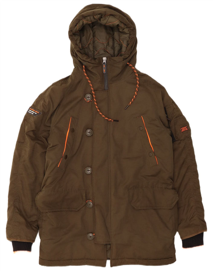 SUPERDRY Parkajakke med hætte til mænd UK 38 Medium Khaki Polyester