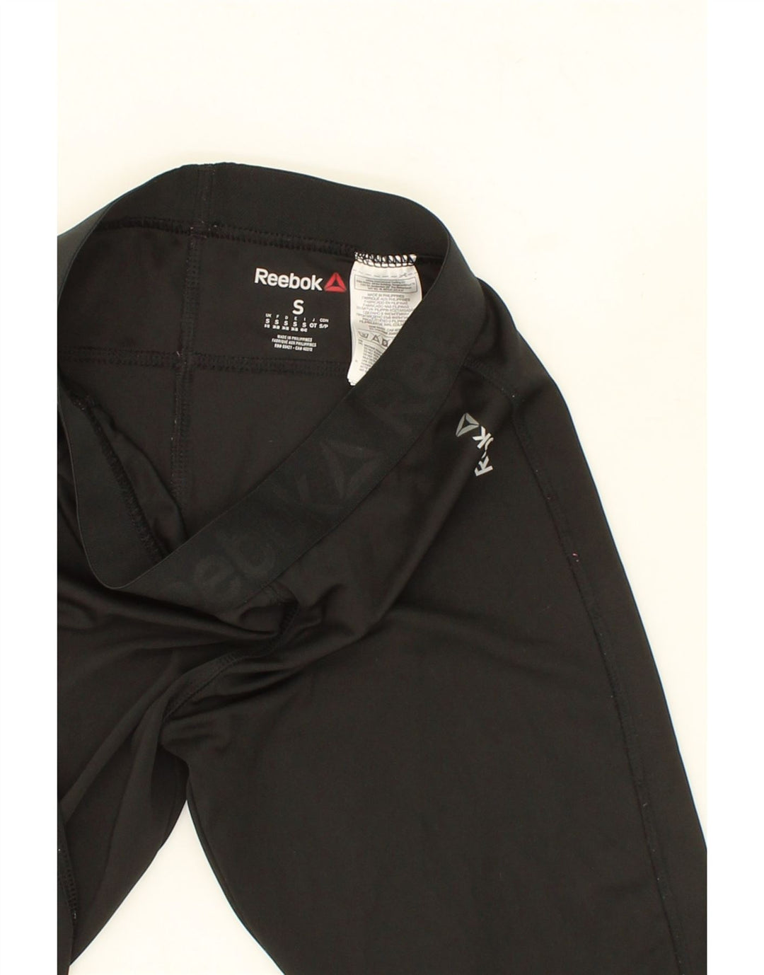 REEBOK Womens Capri Leggings UK 8/10 Small  Black Polyester Vintage Reebok and Second-Hand Reebok from Messina Hembry 