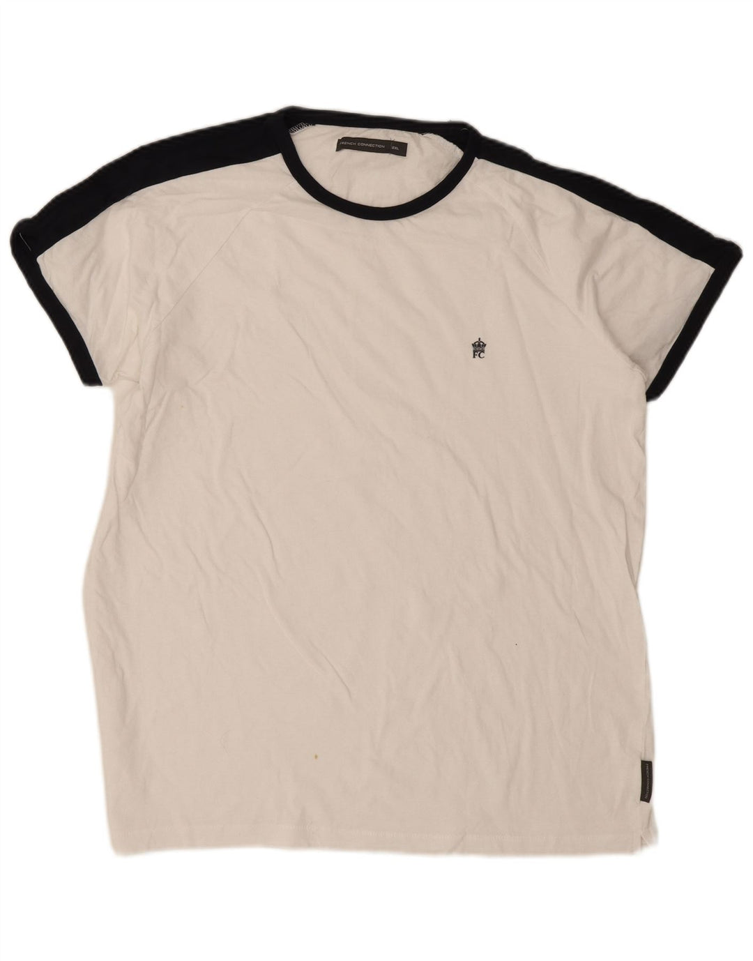 French Connection Herre T-Shirt Top 2XL Hvid Colourblock Bomuld
