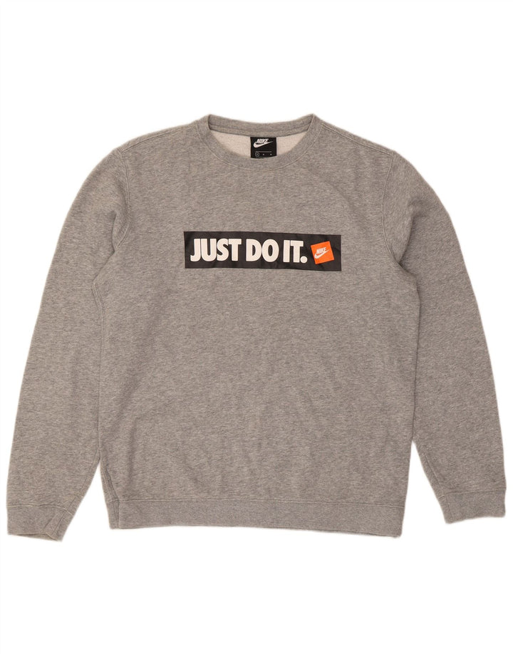 Nike Herre grafisk Regular Fit Sweatshirt Jumper Medium Grå Bomuld