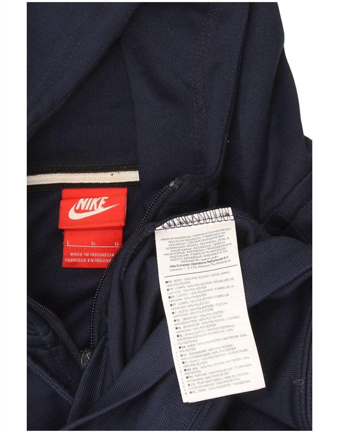 Nike Hættetrøje med lynlås til mænd Large Navy Blue Colourblock Polyester