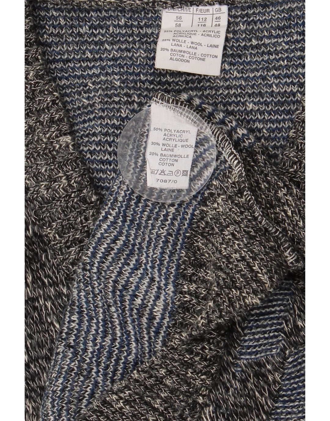 VINTAGE Herre V-hals sweater UK 46/48 2XL Flerfarvet Geometrisk