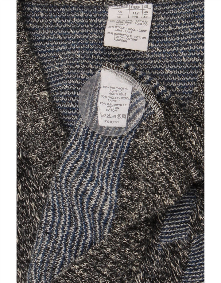 VINTAGE Herre V-hals sweater UK 46/48 2XL Flerfarvet Geometrisk