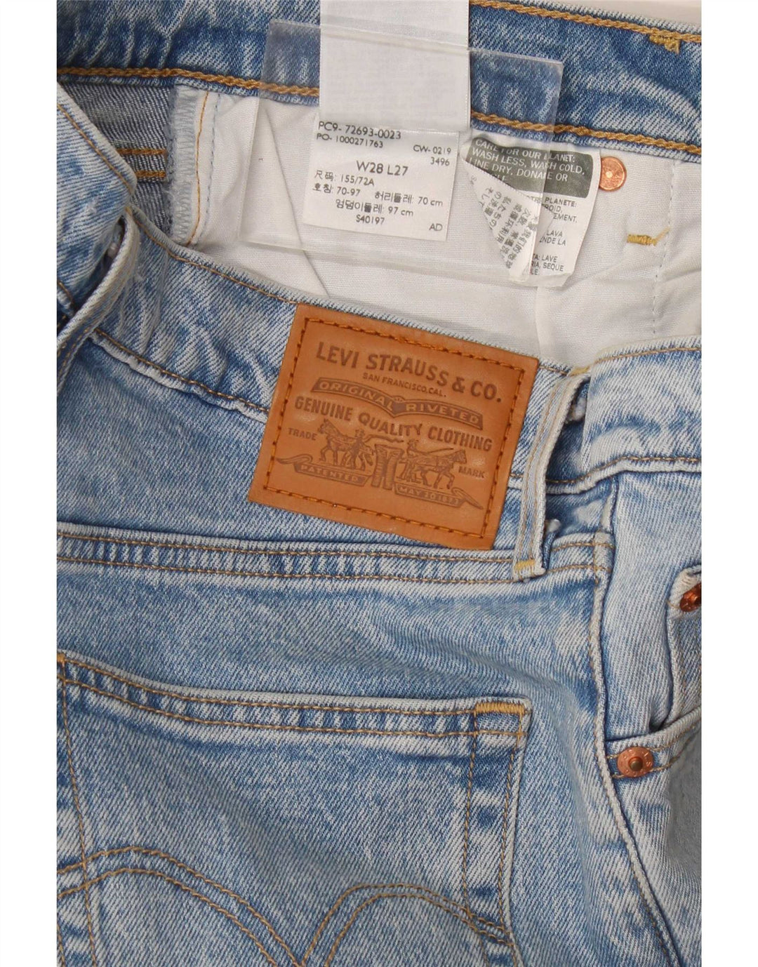 Levi's Dame Ribcage Straight Jeans W28 L27 Blå Bomuld
