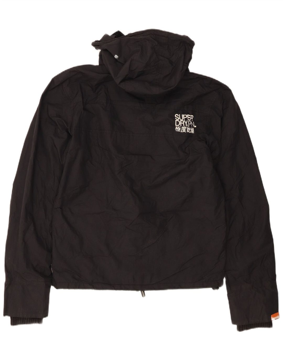 Superdry Windbreaker-jakke med hætte til kvinder UK 14 Medium Sort Nylon