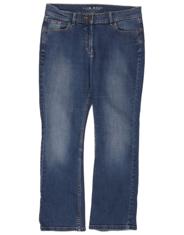 Marks & Spencer Dame Slim Bootcut Jeans UK 14 Large W34 L28 Blå Bomuld