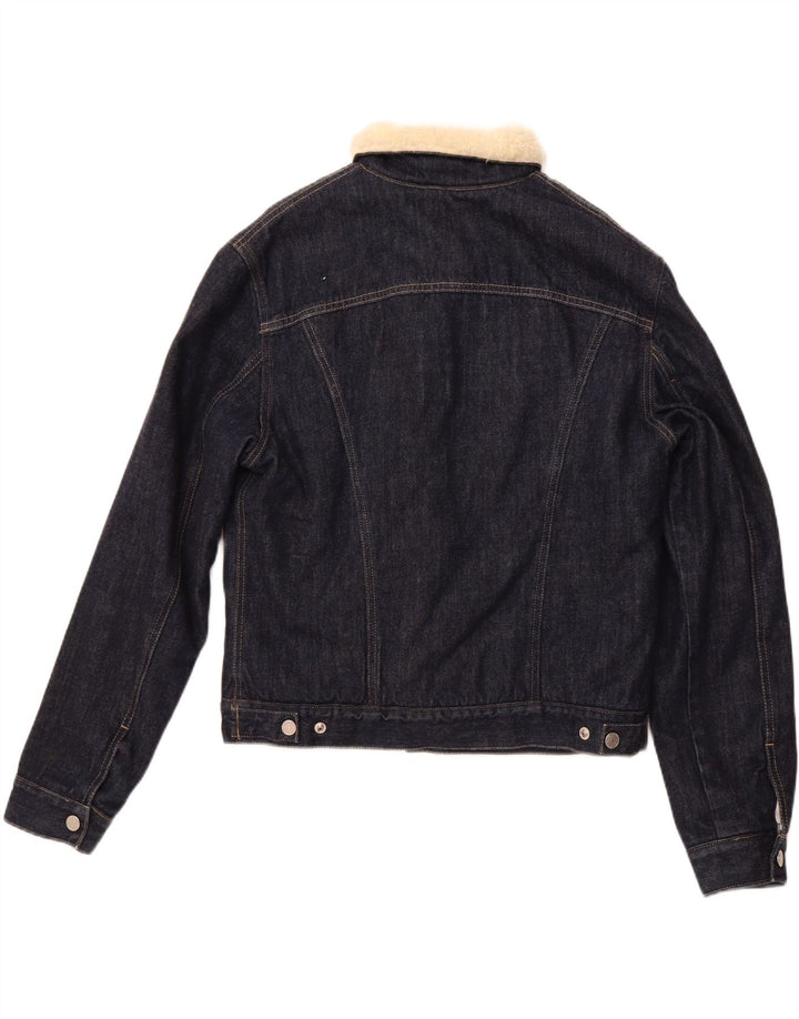 RIFLE Dame Denim Sherpa Jacket UK 16 Large Navy Blue Cotton