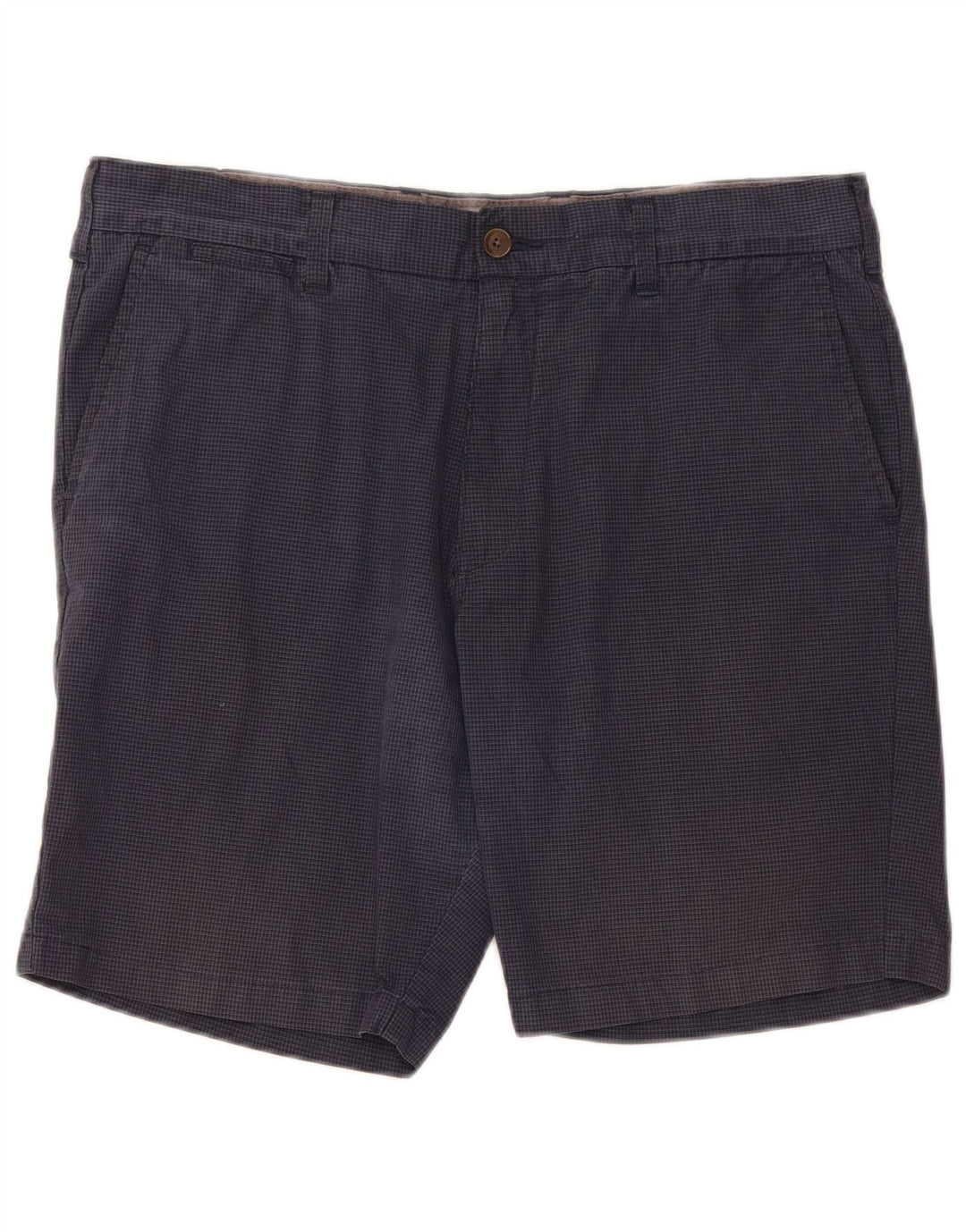 Marks & Spencer Herre Chino Shorts W36 Large Navy Blue Gingham Cotton