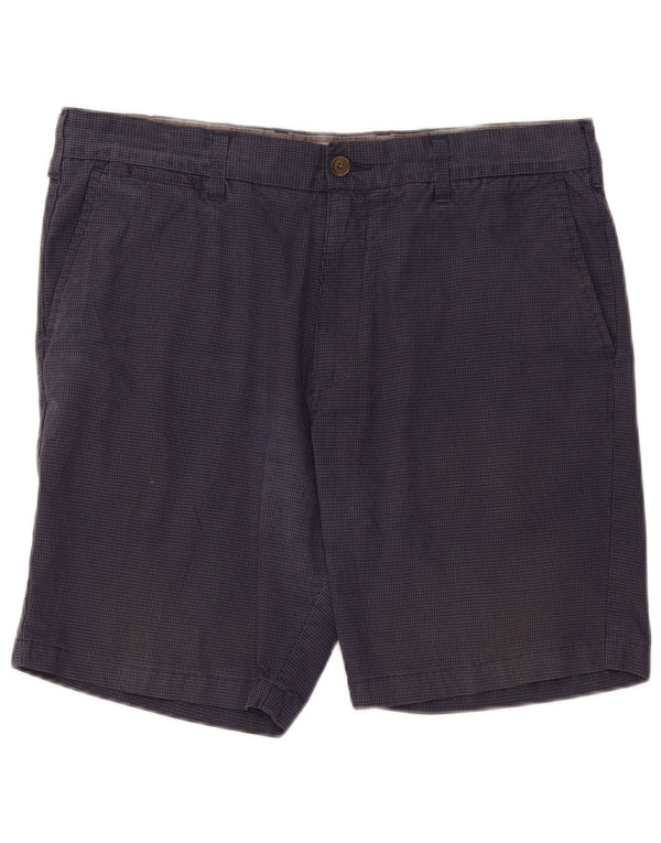 Marks & Spencer Herre Chino Shorts W36 Large Navy Blue Gingham Cotton