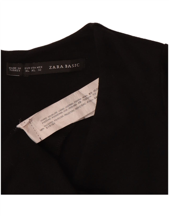 Zara Dame 3/4 ærmet Skede Kjole UK 18 XL Sort Polyester