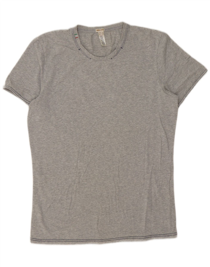 Diesel Herre T-Shirt Top XL Grå Flecked Bomuld