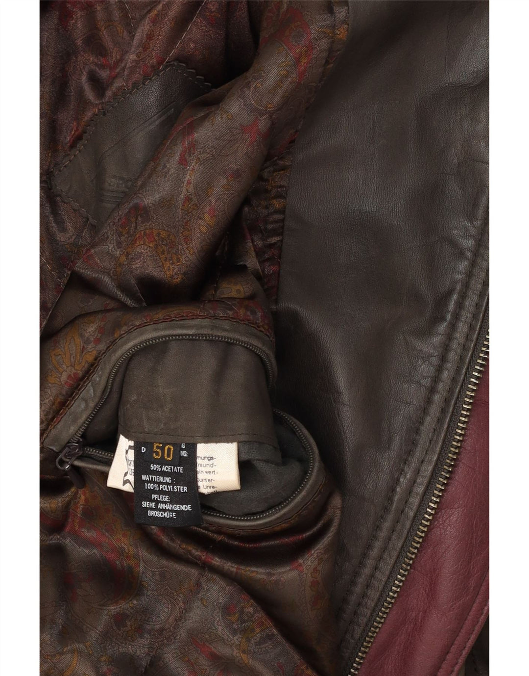 VINTAGE Mens Leather Coat IT 50 Large Khaki Leather Vintage Vintage and Second-Hand Vintage from Messina Hembry 