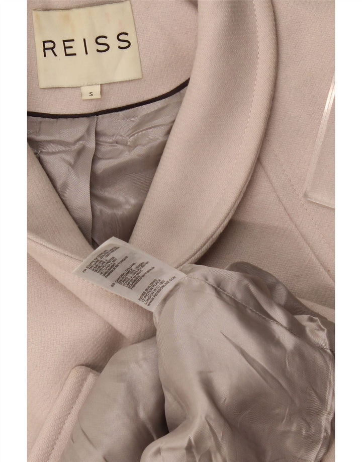 Reiss Dame 2 Button Blazer Jacket UK 10 Small Beige Uld