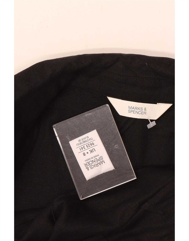 Marks & Spencer Dame 3/4-ærmet blazerjakke UK 8 Lille sort hør