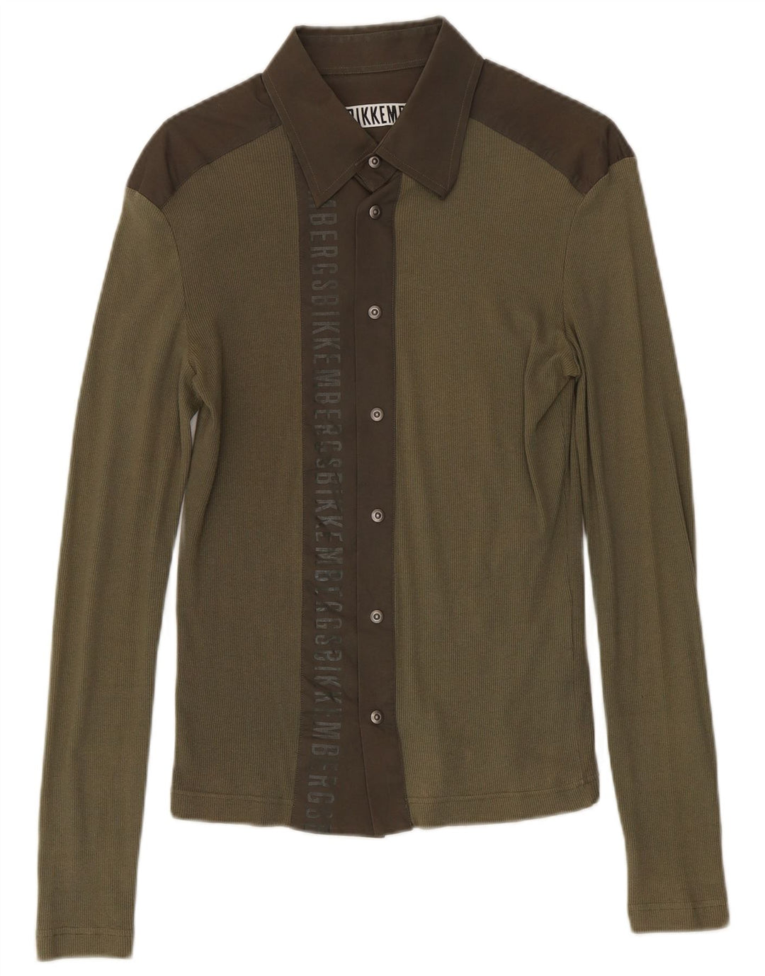 Bikkembergs Herre grafisk skjorte Medium Khaki Colourblock Bomuld
