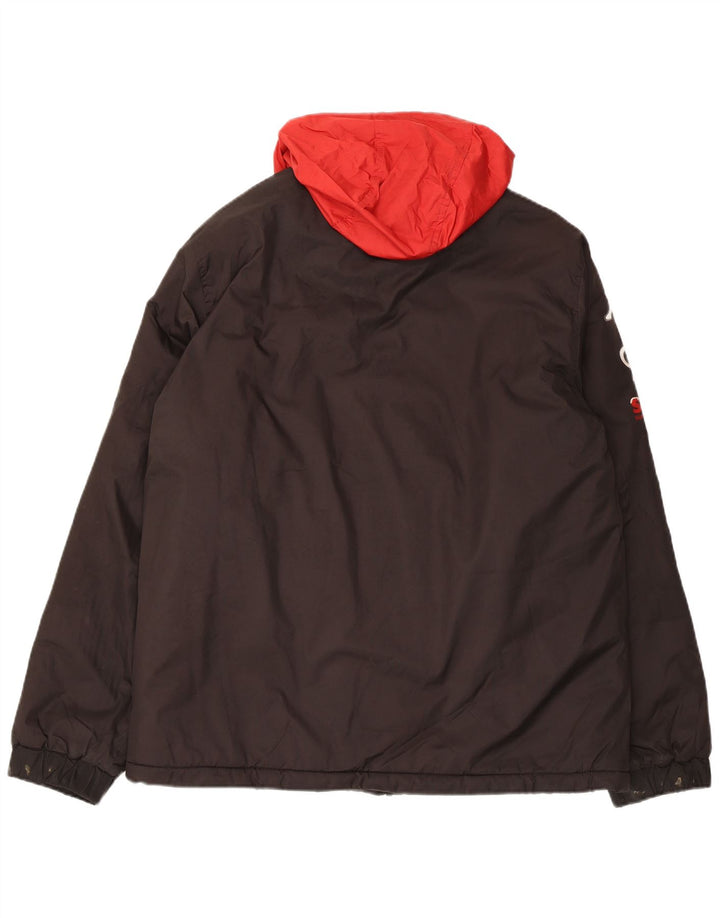 Kappa Herre Graphic Hooded Windbreaker Jacket UK 40 Large Black Polyester
