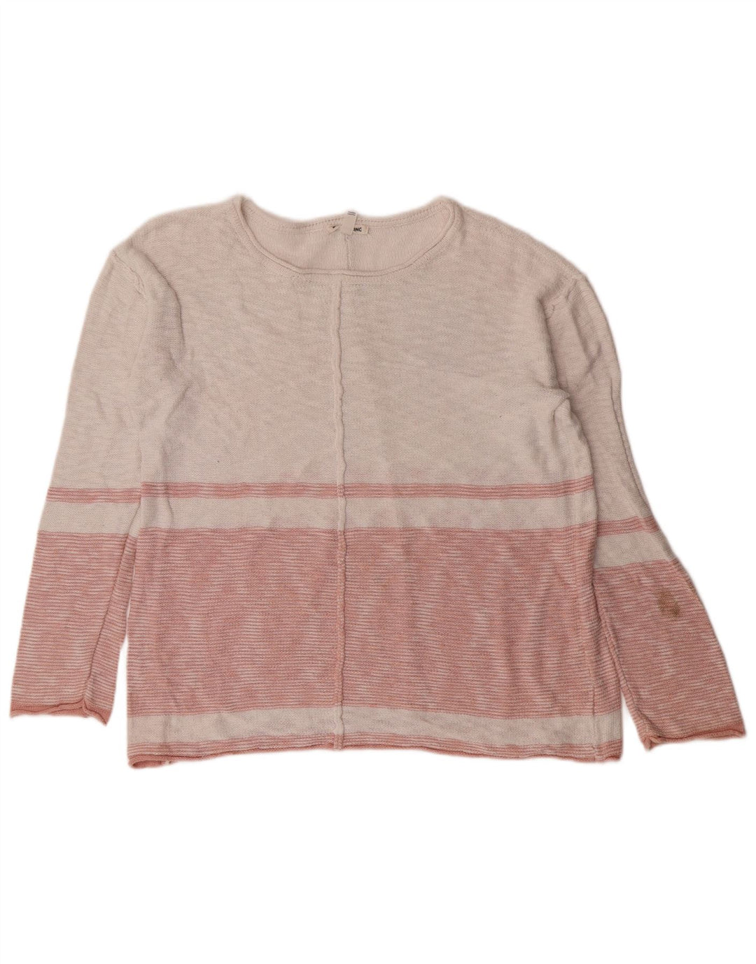 Billabong Dame Boat Neck Jumper Sweater UK 10 Lille Pink Stribet Bomuld