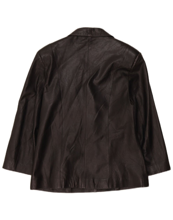 Vintage dame 5-knaps læder blazerjakke UK 14 Large Black