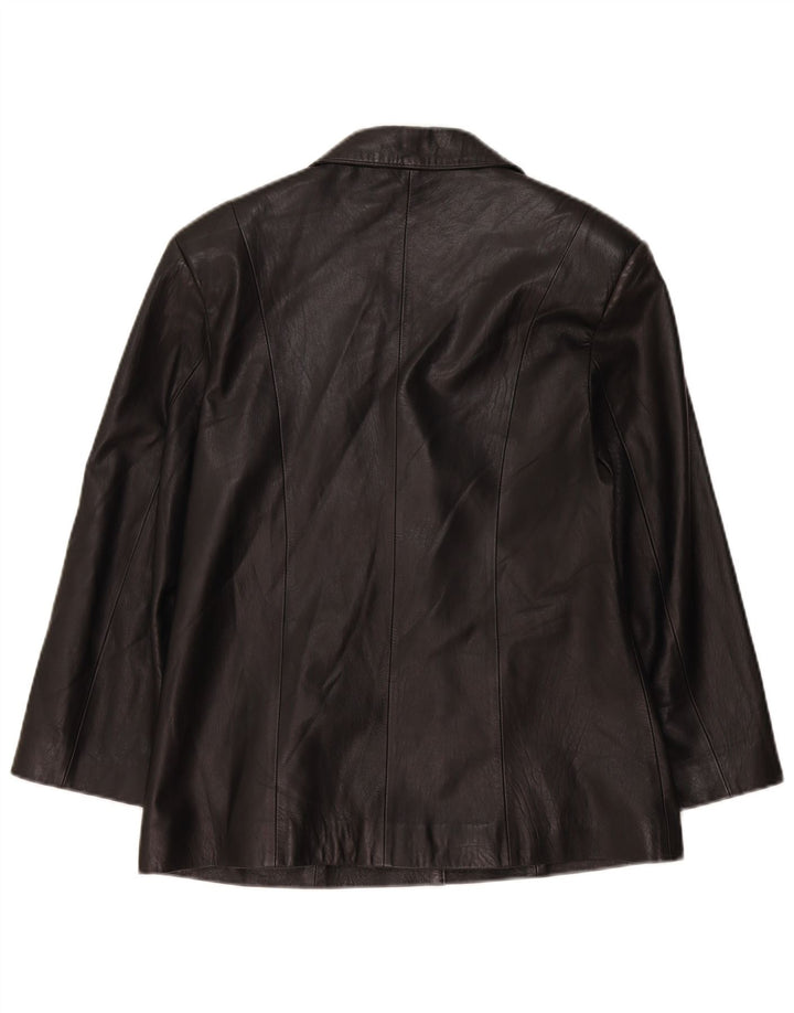 Vintage dame 5-knaps læder blazerjakke UK 14 Large Black