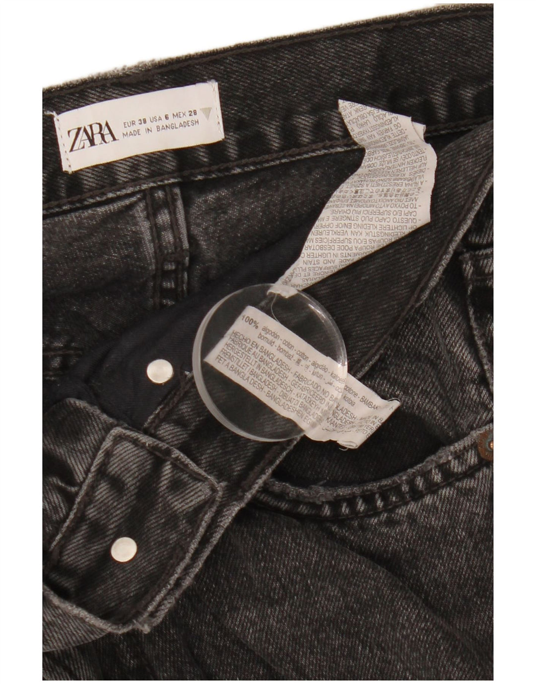Zara Dame Straight Jeans EU 38 Small W28 L31 Sort Bomuld