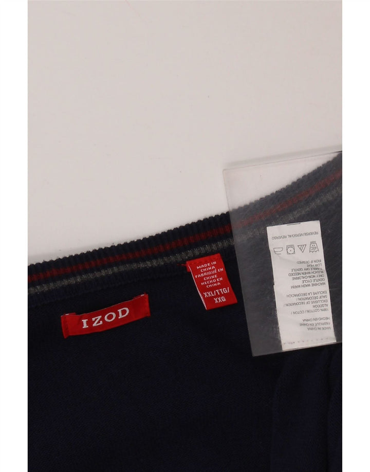 IZOD Herre V-hals sweater 2XL marineblå bomuld