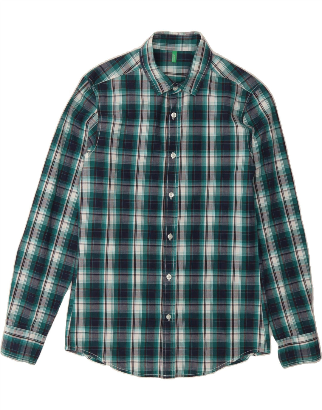BENETTON Mens Shirt Small Green Check Vintage Benetton and Second-Hand Benetton from Messina Hembry 