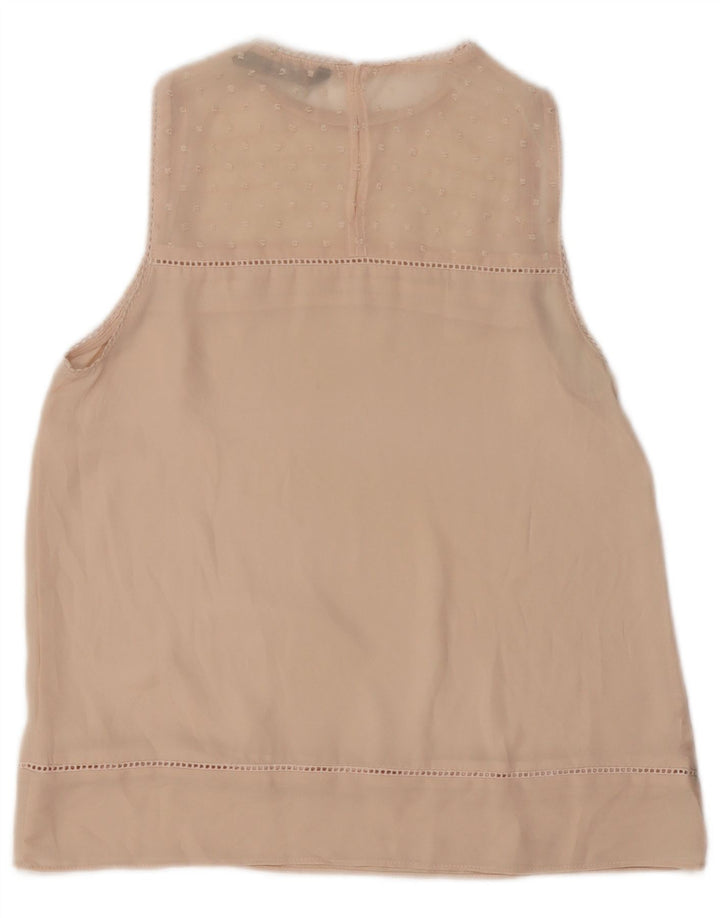 ZARA Dame Oversized se Gennem ærmeløs bluse Top UK 6 XS Beige