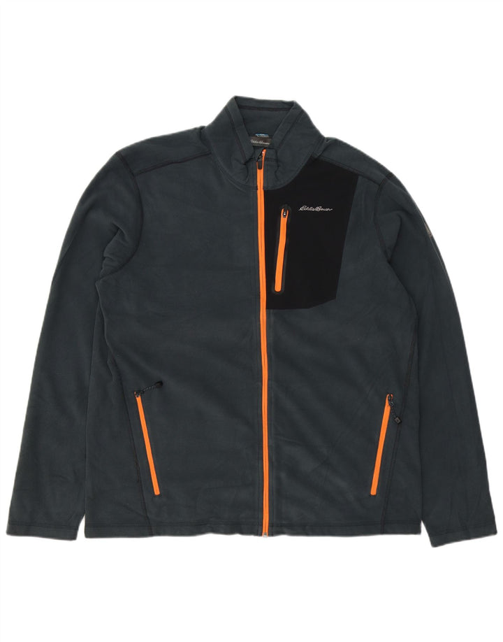 EDDIE BAUER Fleecejakke til mænd UK 40 Large Blue Colourblock Nylon