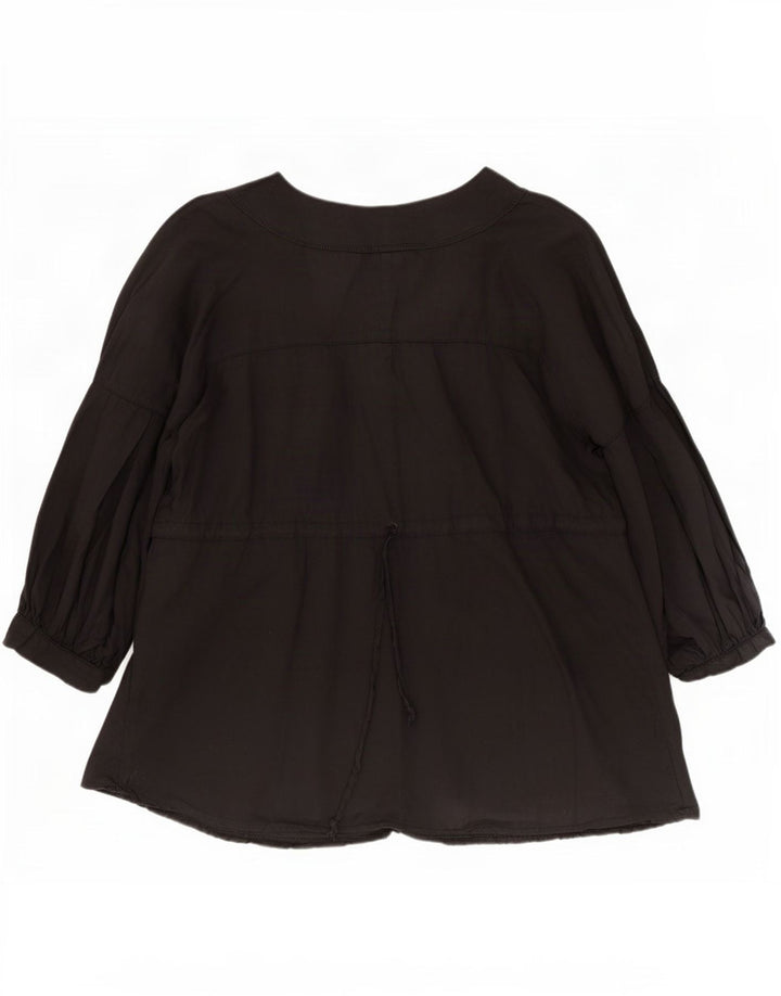 Benetton Dame 3/4 ærmet bluse Top UK 14 Medium Sort