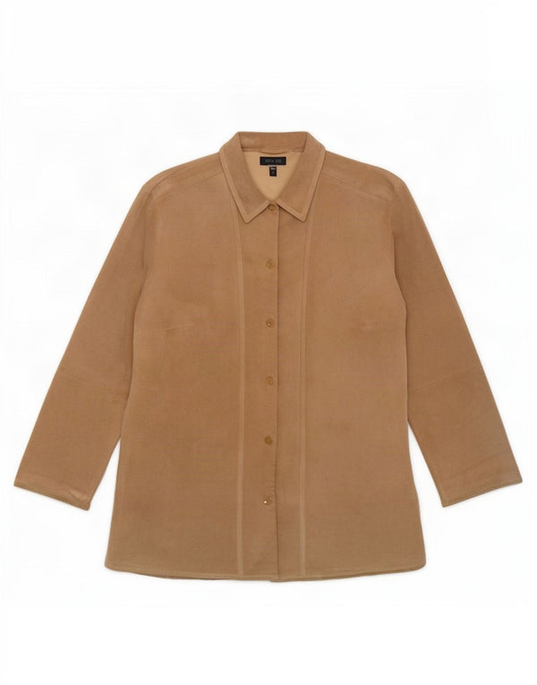 SAMOON Womens Overshirt Suede Shirt UK 20 2XL Beige Leather