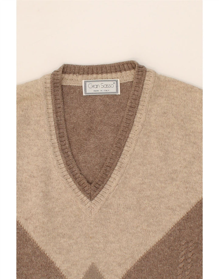 GRAN SASSO Herre V-hals sweater Stor brun Argyle/diamantuld