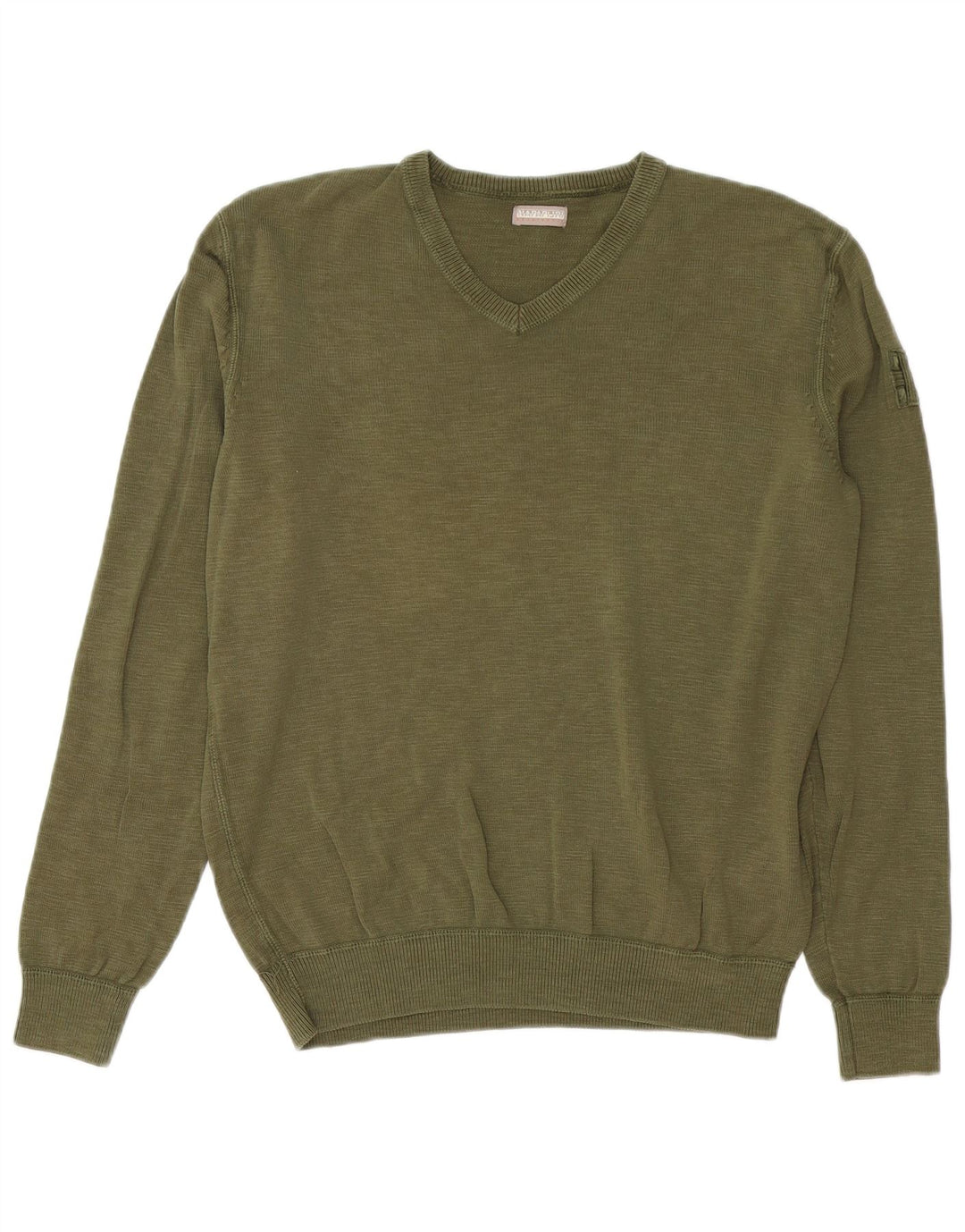 Napapijri Herre V-hals sweater Medium Khaki Bomuld