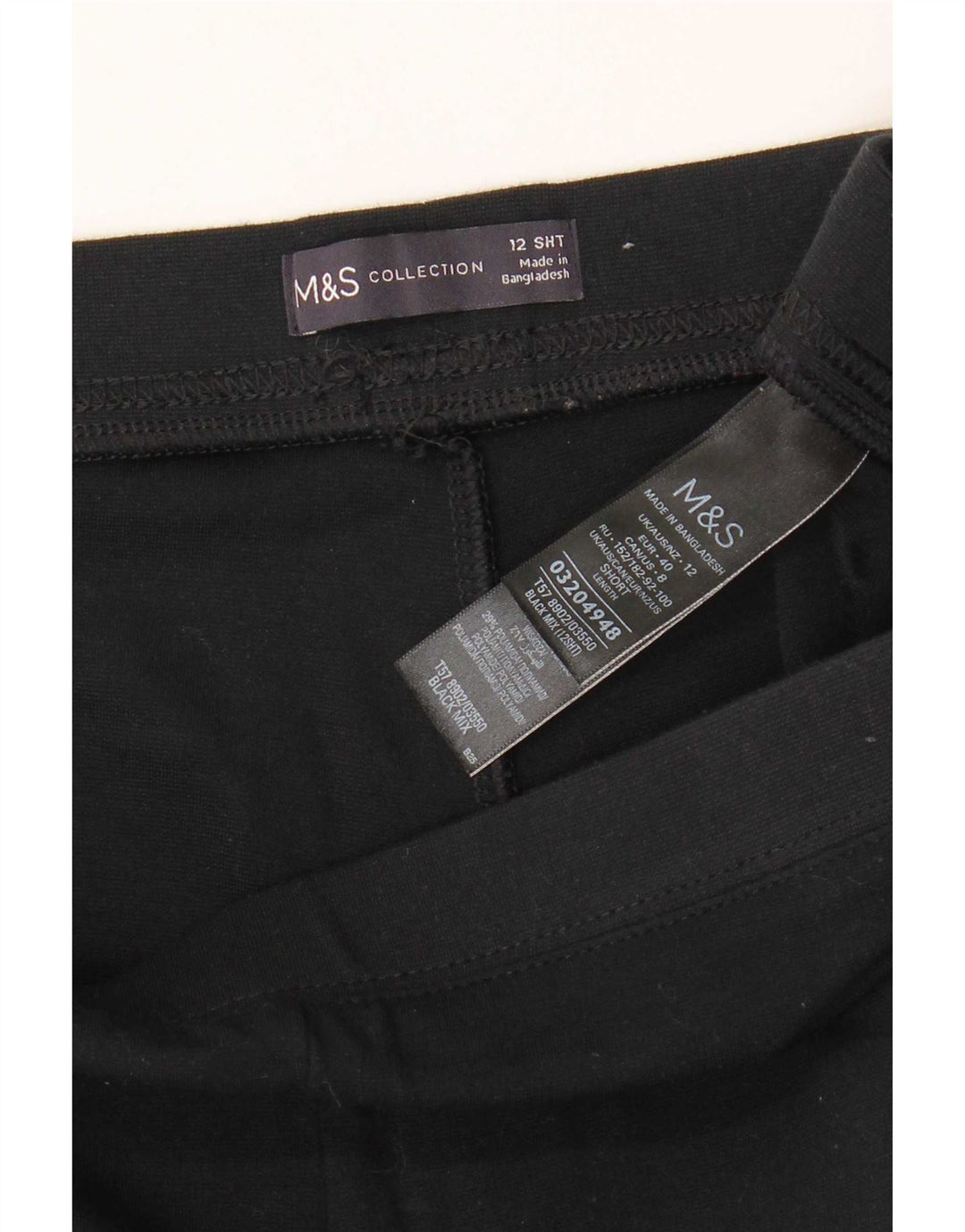 Marks & Spencer Dame Leggings UK 12 Medium Sort Stribet Viscose
