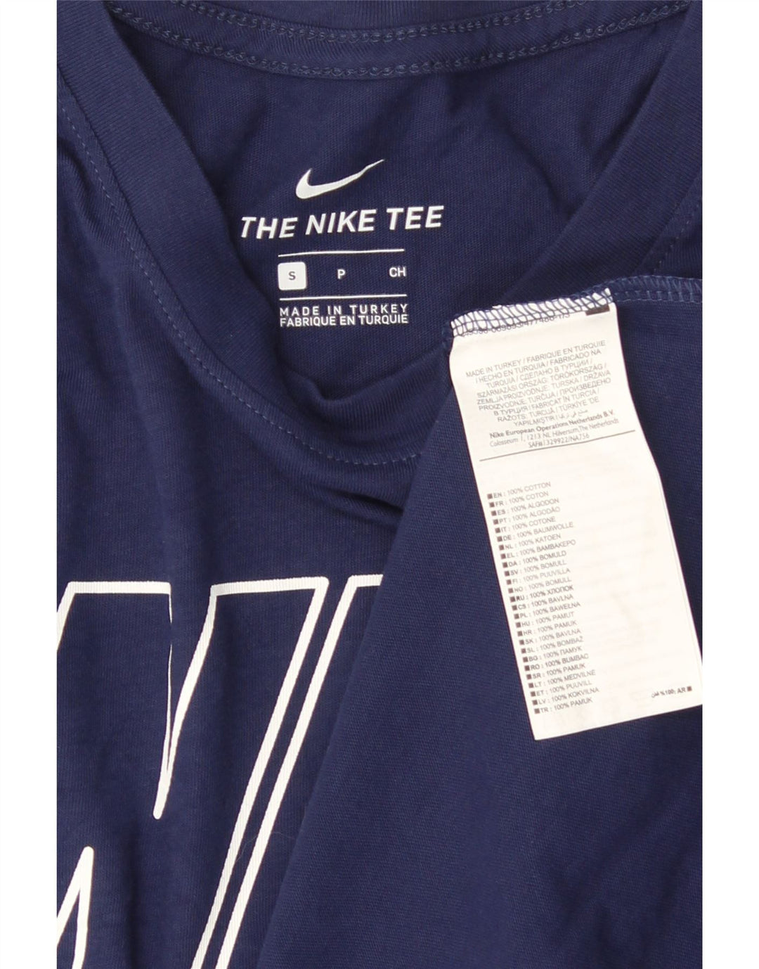 NIKE Grafisk T-shirt top til mænd, lille marineblå bomuld