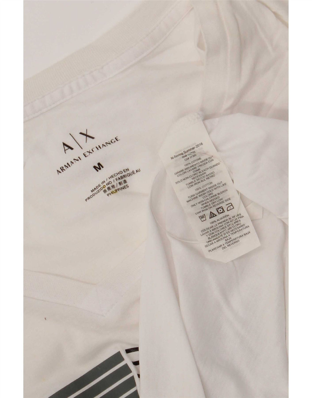 Armani Exchange Herre grafisk T-shirt Top Medium Hvid Bomuld
