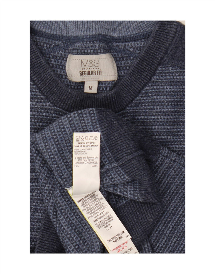 Marks & Spencer Herre sweater med rund hals, medium marineblå stribet