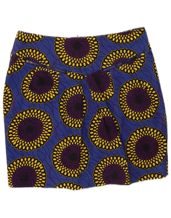 Oasis Womens Mini Pencil Skirt UK 14 Medium W30 Blue Floral Cotton