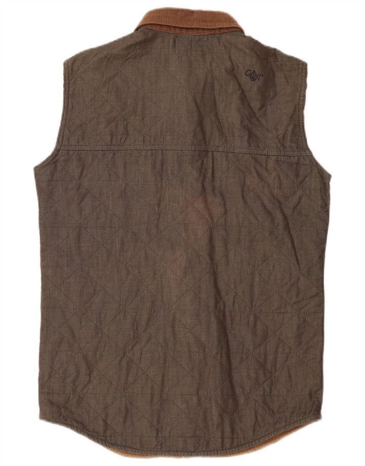 Volcom Herre Quiltet Gilet UK 36 Small Khaki Cotton