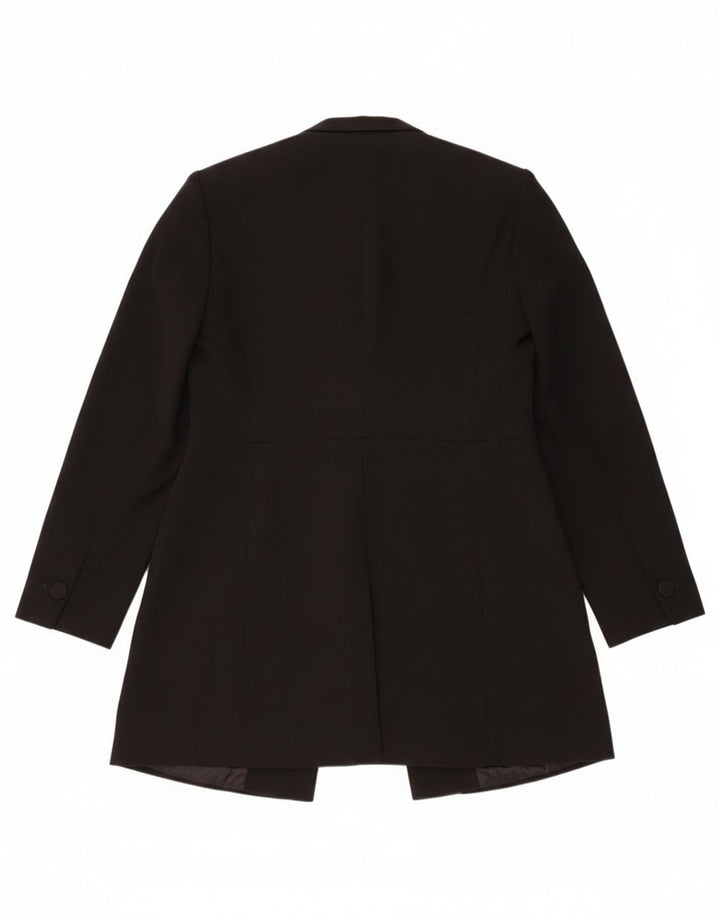 Zara Womens Longline Open Blazer Jacket UK 14 Large Black Acetate