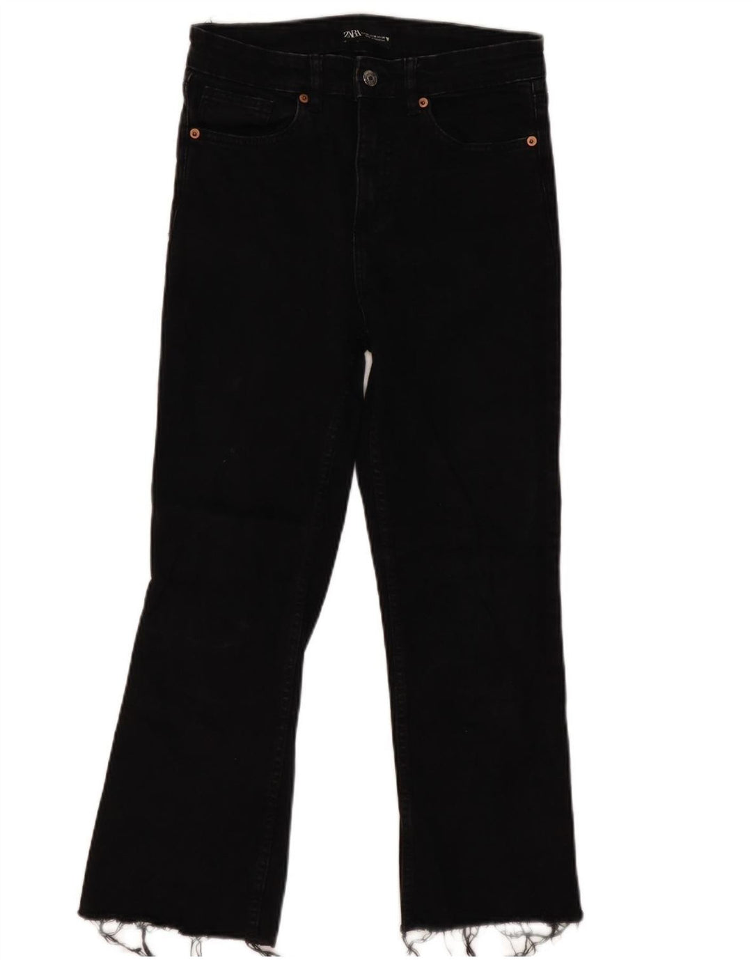 Zara Dame Cropped Jeans EU 40 Medium W30 L25 Sort Bomuld