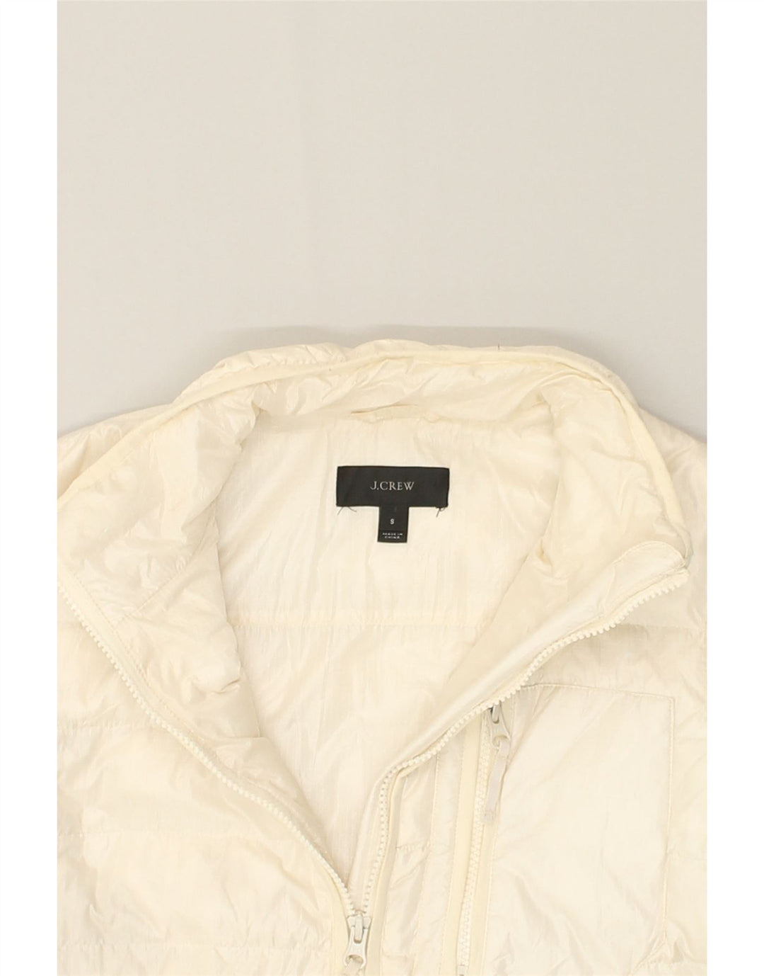 J. CREW Womens Padded Jacket UK 10 Small Off White Nylon | Vintage J. Crew | Thrift | Second-Hand J. Crew | Used Clothing | Messina Hembry 