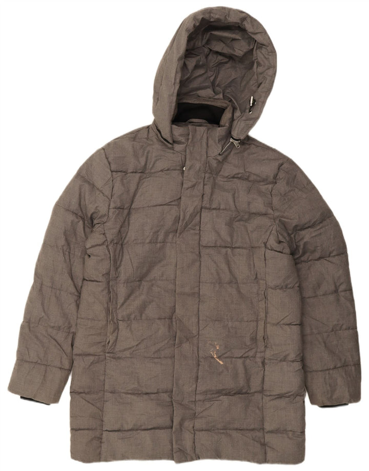 Zara Herre hættepolstret frakke UK 40 Large Grå Polyester