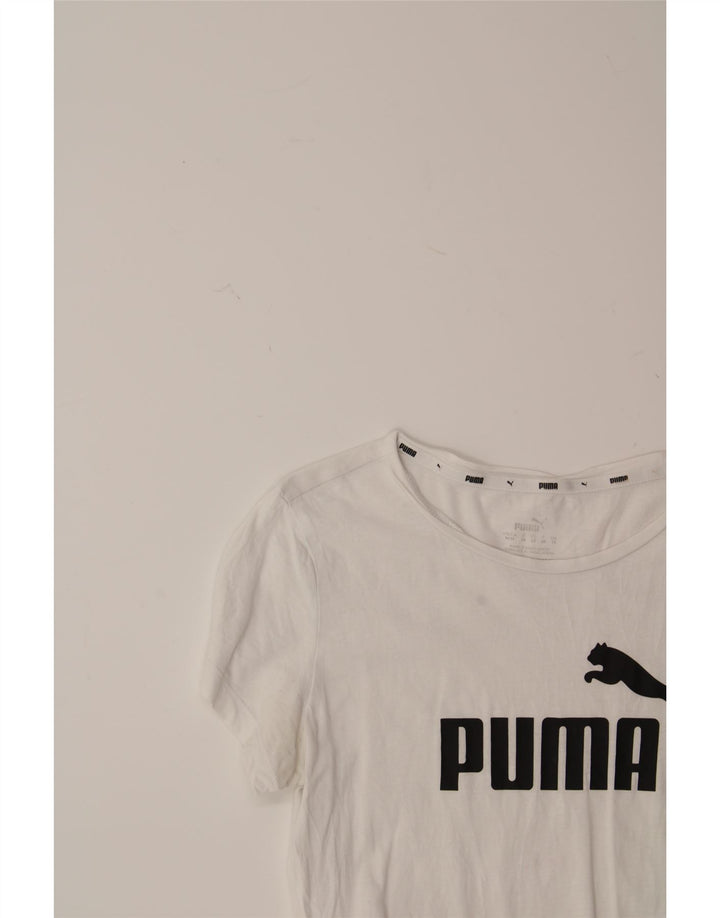 PUMA Womens Graphic T-Shirt Top UK 12 Medium White Vintage Puma and Second-Hand Puma from Messina Hembry 