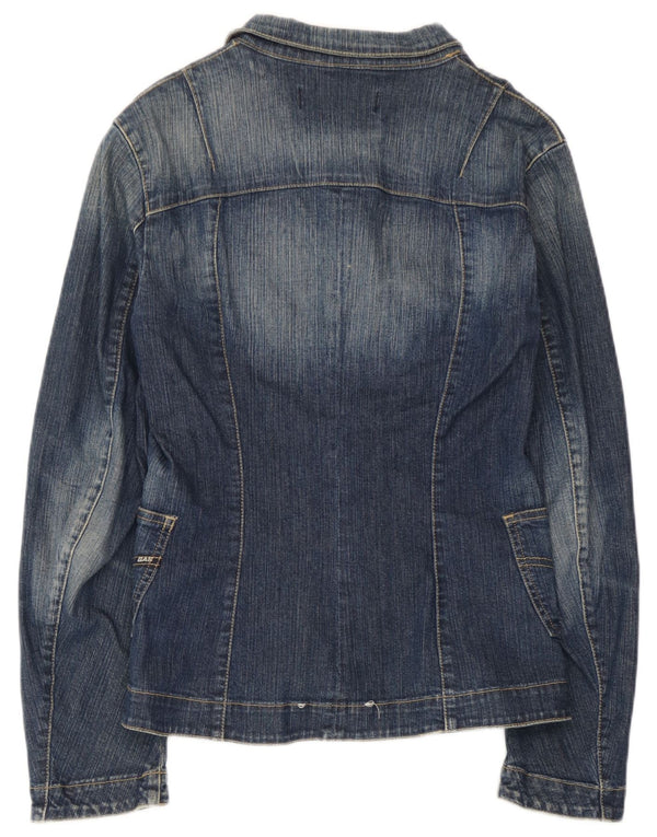 Gas Dame 3-knaps Denim Blazer Jacket UK 12 Medium Blue Bomuld