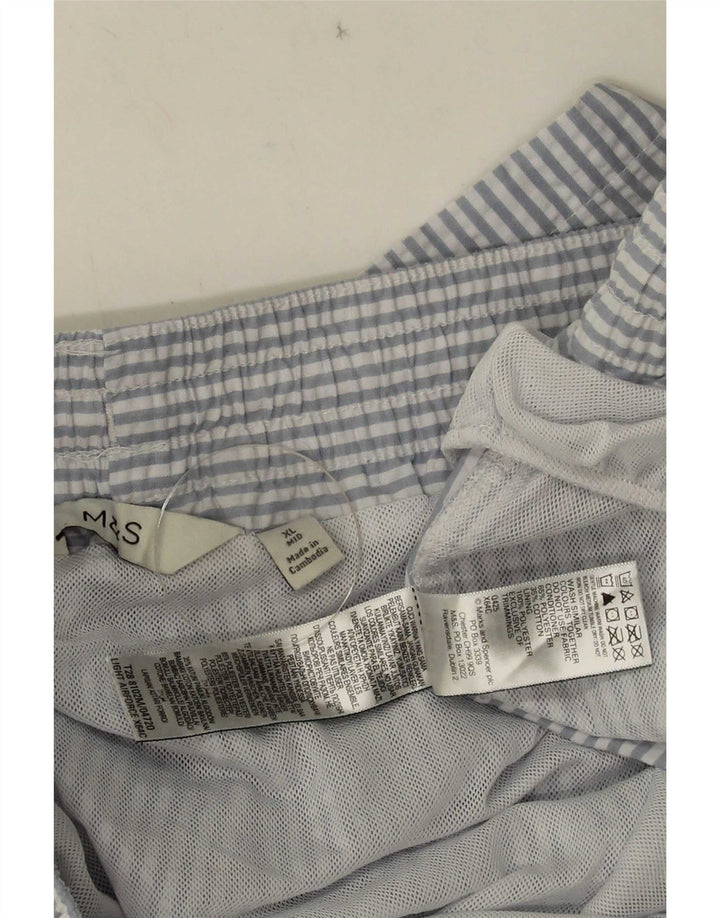 Marks & Spencer Badeshorts til mænd XL Blå nålestribet polyester