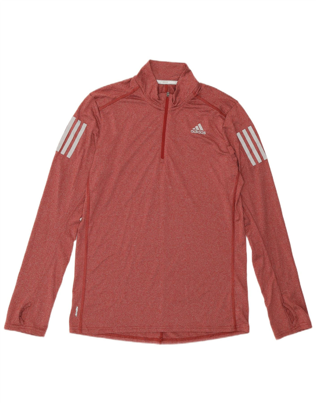 ADIDAS Mens Climalite Zip Neck Pullover Tracksuit Top Small Red Polyester